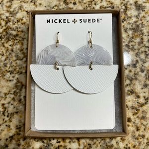 Nickel & Suede Flocked Luna Earrings - White